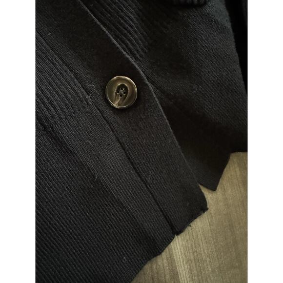 Anthropologie Moth Anna Ribbed Button Front Side Tie Cardigan Sweater Black XS - Picture 5 of 8